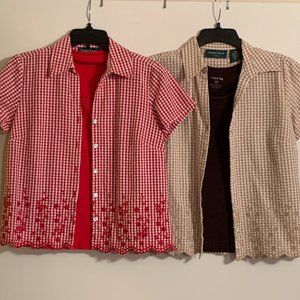 Lemon Grass Studio Petite Medium Short Sleeve Five Button Top